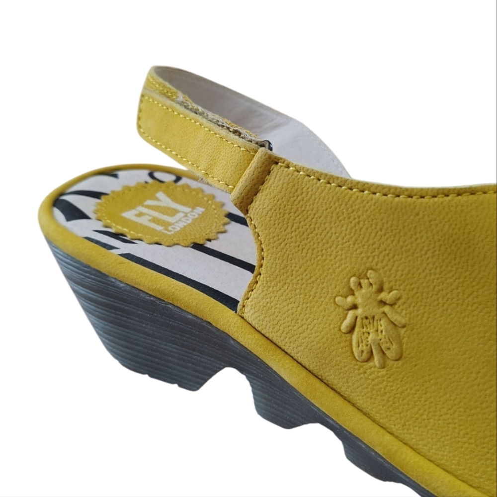 New Fly London Women's Yellow Lemon Wedge Sandals 39 - Picture 5 of 13